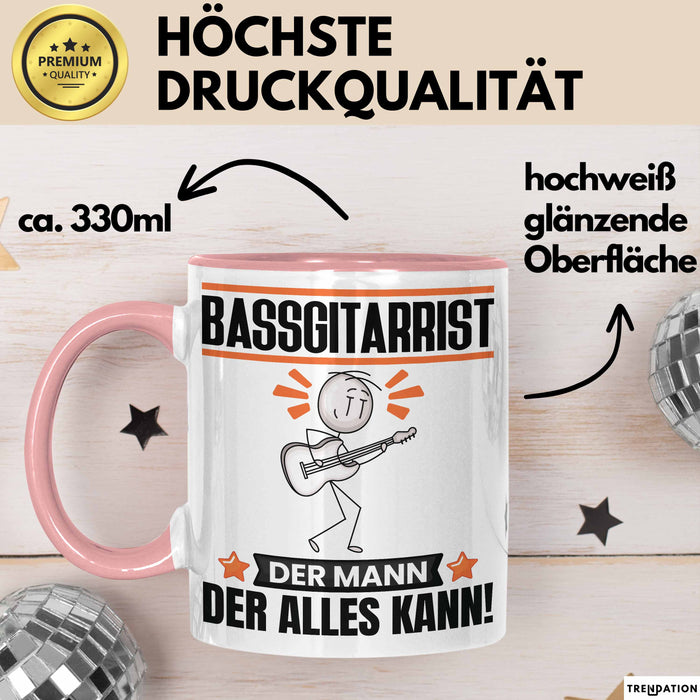Bassgitarrist Tasse Geschenk für Bassgitarrist Der Mann Der Alles Kann Geschenkidee zum Geburtstag Rosa Trendation