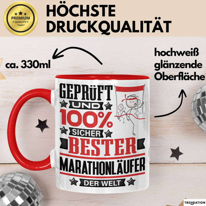 Marathonläufer Geschenk Lustiger Spruch für Marathonläufer Geschenkidee Bester Marathonläufer Der Welt Rot Trendation
