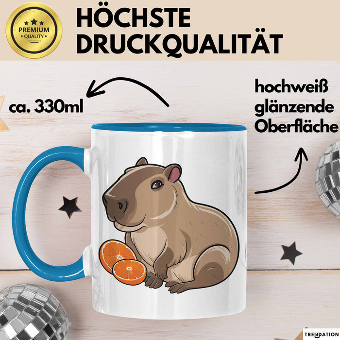 Capybara Tasse Geschenk Lustig Capybara-Liebhaber Blau Trendation
