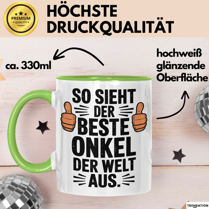 Onkel Sarkastisch Sarkasmus Tasse Geschenk Lustige Geschenkidee Spruch So Sieht Der Beste Onkel Der Welt Aus Grün Trendation