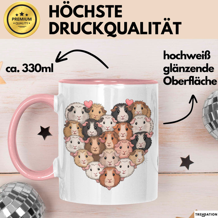 Meerschweinchen Herz Tierliebhaber Tasse Geschenk Lustige Geschenkidee Spruch Rosa Trendation