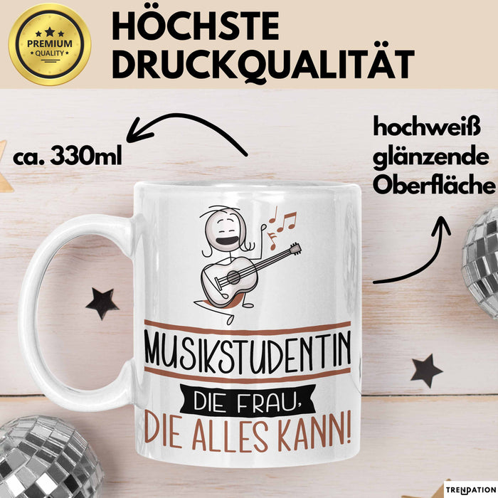 Musikstudentin Geschenk Tasse Becher Die Frau Die Allen Kann Geschenkidee für eine Musikstudentin Lustig Weiß Trendation