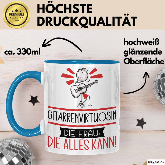Gitarrenvirtuosin Geschenk Tasse Becher Die Frau Die Allen Kann Geschenkidee für eine Gitarrenvirtuosin Lustig Blau Trendation