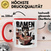Katzen Tierliebhaber Tasse Geschenk Lustige Geschenkidee Spruch Katze Isst Ramen Nudeln Rot Trendation