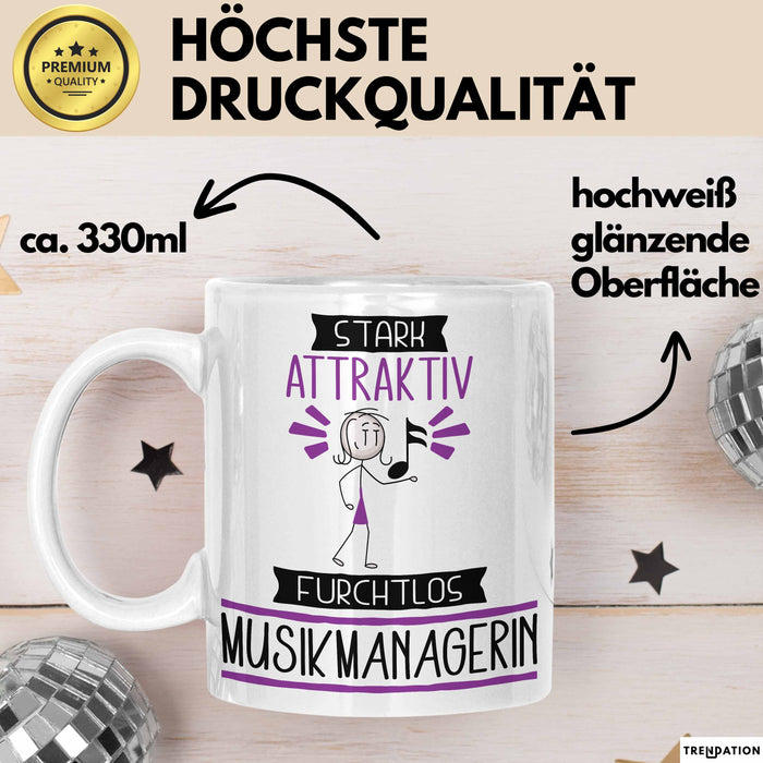 Musikmanagerin Tasse Geschenk Becher Stark Attraktiv Furchtlos Musikmanagerin Lustige Geschenkidee Weiß Trendation