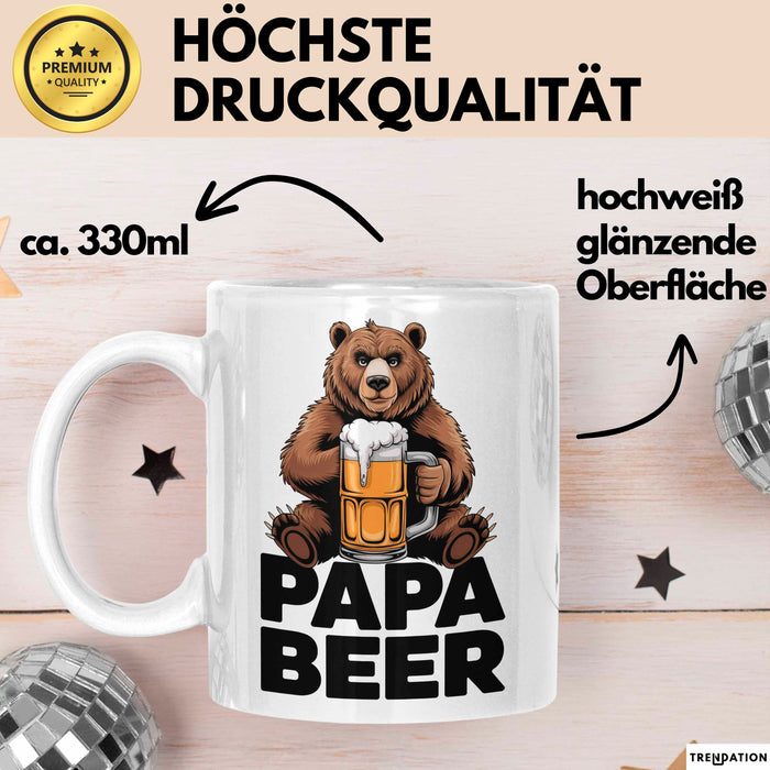Papa Bier Tasse Geschenk Lustige Geschenkidee Spruch Weiß Trendation