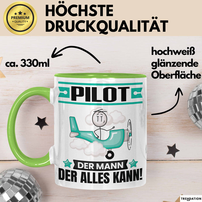 Pilot Tasse Geschenk für Pilot Der Mann Der Alles Kann Geschenkidee zum Geburtstag Grün Trendation
