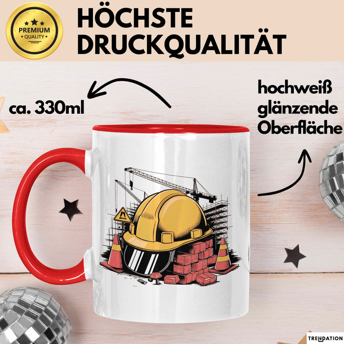 Bauarbeiter Tasse Geschenkidee Bauprofi Lustiger Spruch Geschenkidee Lustig Rot Trendation