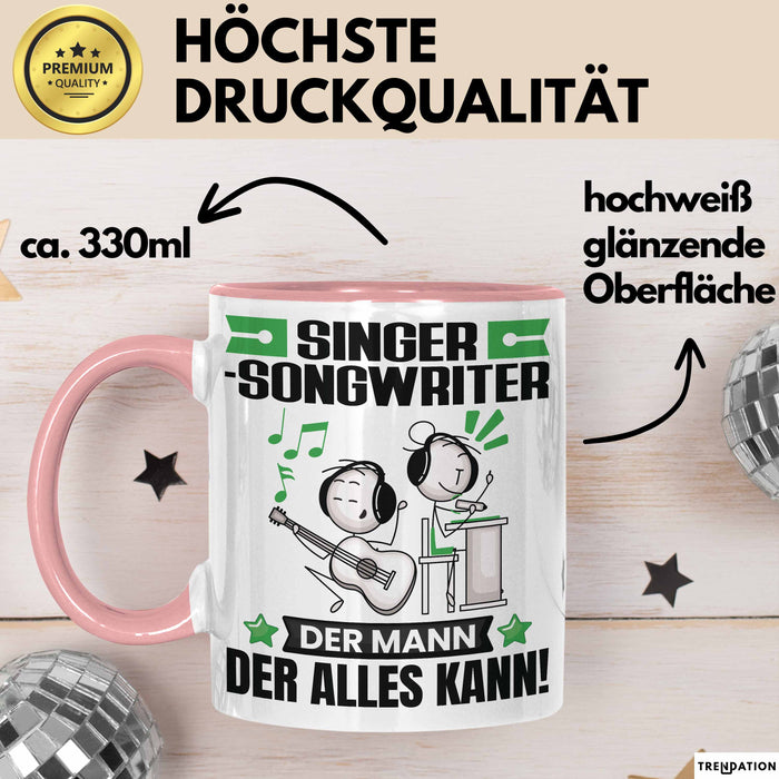 Singer-Songwriter Tasse Geschenk für Singer-Songwriter Der Mann Der Alles Kann Geschenkidee zum Geburtstag Rosa Trendation