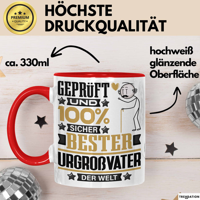 Urgroßvater Geschenk Lustiger Spruch für Urgroßvater Geschenkidee Bester Urgroßvater Der Welt Rot Trendation