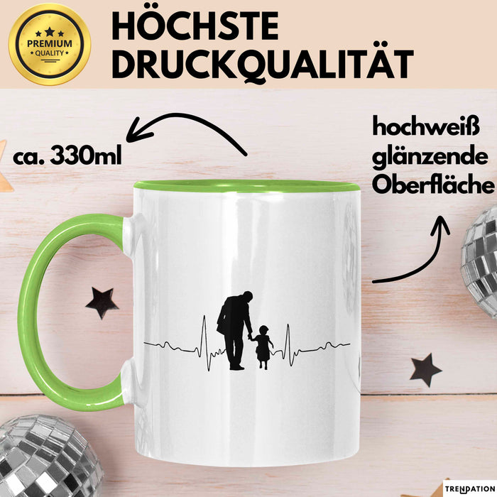 Papa Vatertag Vater Sohn Tasse Becher Geschenk Lustige Geschenkidee Spruch Herzschlag Von Vater Und Sohn Grün Trendation