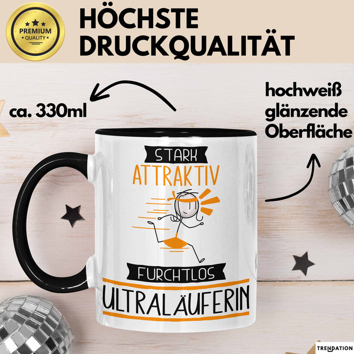 Ultraläuferin Tasse Geschenk Becher Stark Attraktiv Furchtlos Ultraläuferin Lustige Geschenkidee Trendation