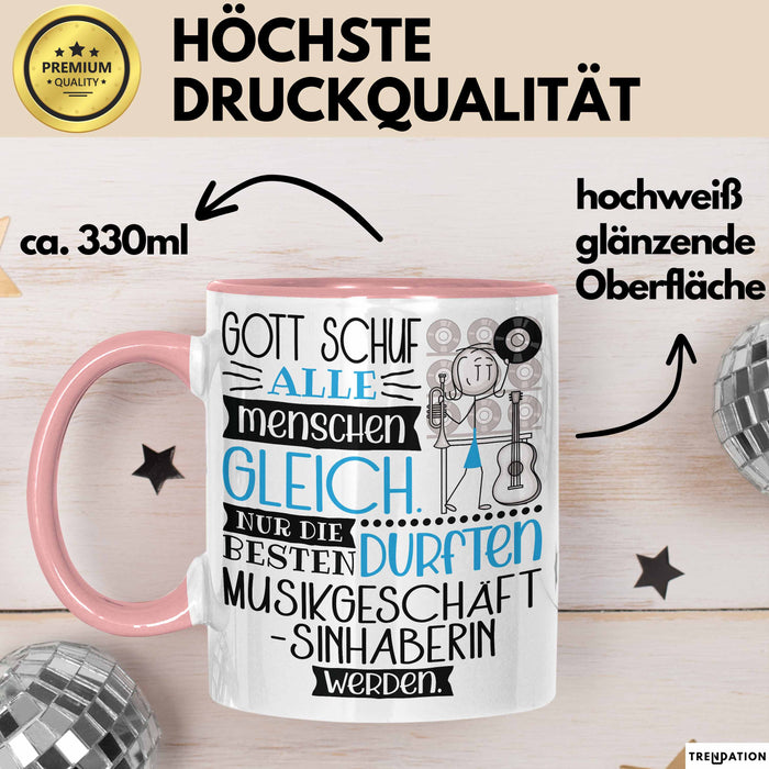 Musikgeschäftsinhaberin Geschenk Becher Tasse Gott Schuf Alle Menschen Gleich Nur Die Besten Durfeten Musikgeschäftsinhaberin Werden Geschenkidee Lustig Rosa Trendation