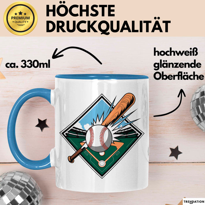 Baseballspieler Tasse Geschenkidee für Baseballliebhaber Blau Trendation