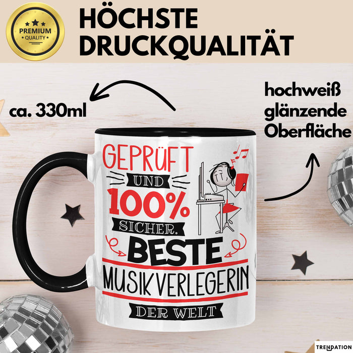 Beste Musikverlegerin Der Welt Tasse Geschenk für Eine Musikverlegerin Geprüft Und Sicher Geschenkidee Geburtstag Weihnachten Trendation