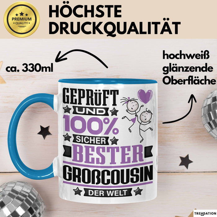 Großcousin Geschenk Lustiger Spruch für Großcousin Geschenkidee Bester Großcousin Der Welt Blau Trendation