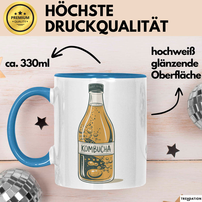 Kombucha Trinker Tasse Geschenkidee Darmgesundheit Liebhaber Blau Trendation