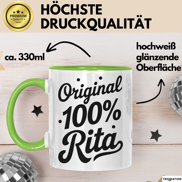 Rita Tasse Geschenk Original 100% Rita Geschenkidee Geburtstag Grün Trendation