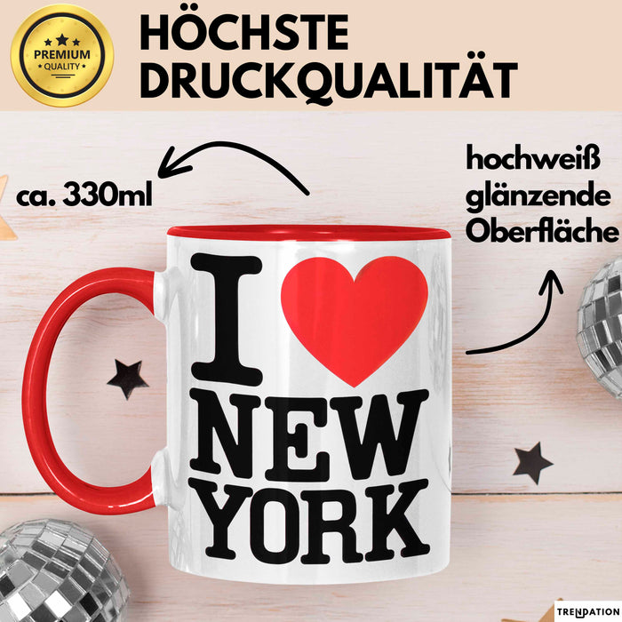 New York City USA Tasse Geschenk Lustige Geschenkidee Spruch Ich Liebe New York Rot Trendation