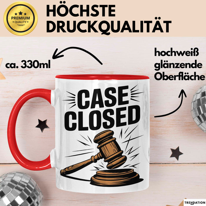 Richter Tasse Geschenkidee Fall abgeschlossen Gericht Held Geschenkidee Lustig Rot Trendation