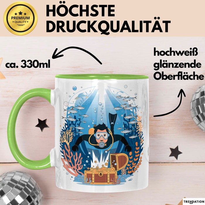 Taucher Tasse Geschenk Lustige Geschenkidee Spruch Für Ozean Abenteurer Grün Trendation