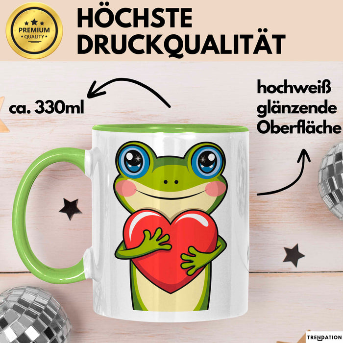 Frosch Herz Tasse Geschenk Lustige Geschenkidee Spruch Grün Trendation