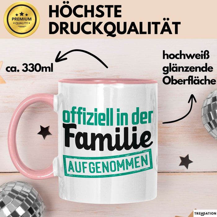 Schwager Tasse Geschenk Schwägerin Offiziell In Der Familie Aufgenommen Lustig Becher Rosa Trendation