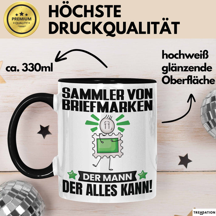 SammlervonBriefmarken Tasse Geschenk für SammlervonBriefmarken Der Mann Der Alles Kann Geschenkidee zum Geburtstag Schwarz Trendation