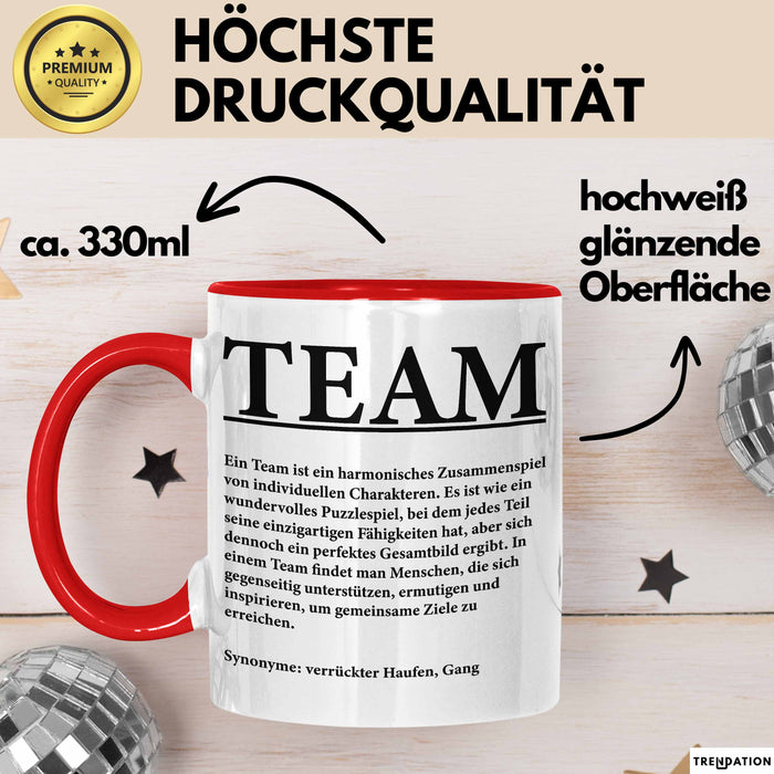 Büroarbeit Kollege Wertschätzung Tasse Geschenk Lustige Geschenkidee Spruch Team Rot Trendation