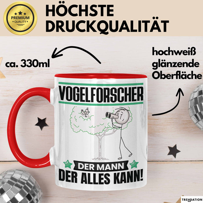 Vogelforscher Tasse Geschenk für Vogelforscher Der Mann Der Alles Kann Geschenkidee zum Geburtstag Rot Trendation