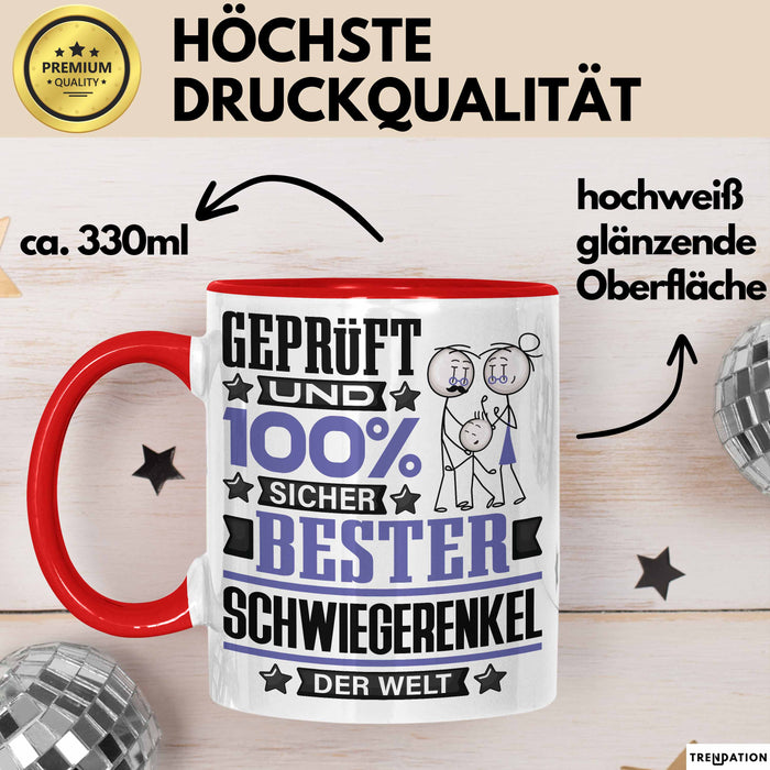 Schwiegerenkel Geschenk Lustiger Spruch für Schwiegerenkel Geschenkidee Bester Schwiegerenkel Der Welt Rot Trendation