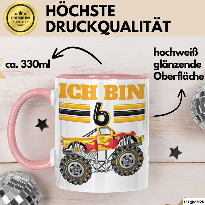 6. Geburtstag Geschenk Tasse Becher Jungs Trucks Geburtstagsgeschenk Ich Bin 6 Rosa Trendation
