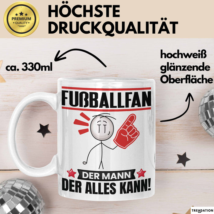 Fußballfan Tasse Geschenk für Fußballfan Der Mann Der Alles Kann Geschenkidee zum Geburtstag Weiß Trendation
