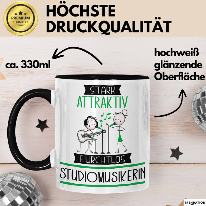 Studiomusikerin Tasse Geschenk Becher Stark Attraktiv Furchtlos Studiomusikerin Lustige Geschenkidee Trendation