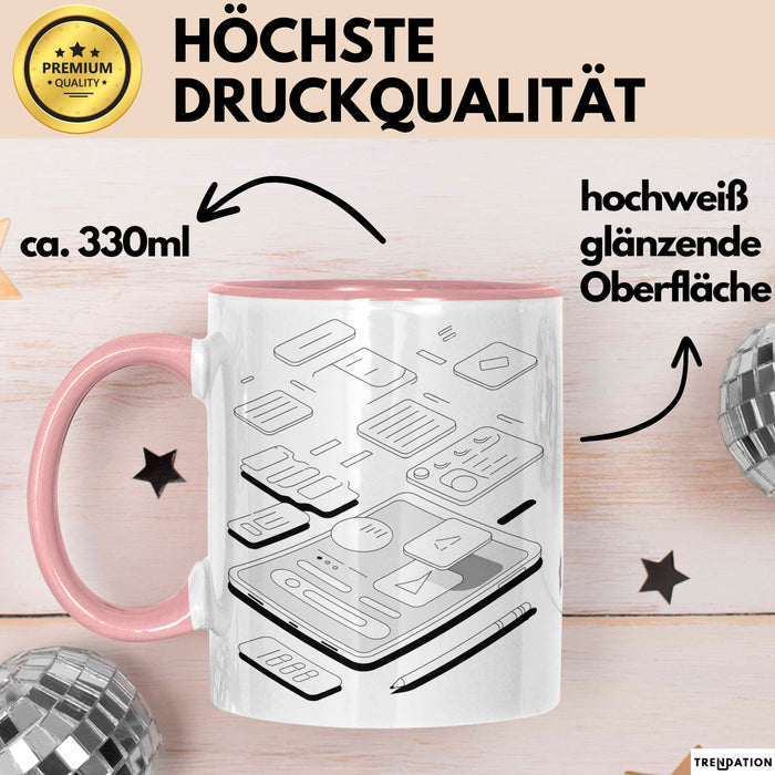 UI Designer Tasse Geschenk Lustige Geschenkidee Spruch Für Interface Gestalter Rosa Trendation