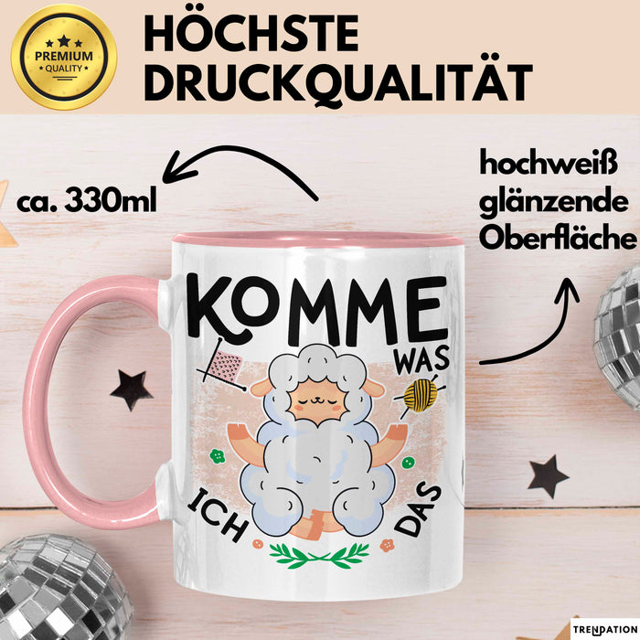 Schaf Tier Bauer Tasse Becher Geschenk Lustige Geschenkidee Spruch Komme Was Wolle Ich Schaf Das Rosa Trendation