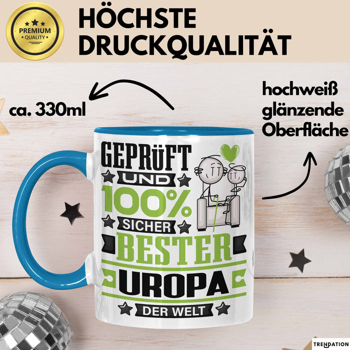 Uropa Geschenk Lustiger Spruch für Uropa Geschenkidee Bester Uropa Der Welt Blau Trendation