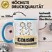 Cousin Geschenk Tasse Ich Bin Cousin Aber Sag Doch Einfach Superheld Lustige Geschenkdiee für Cousin Kaffee-Becher Blau Trendation