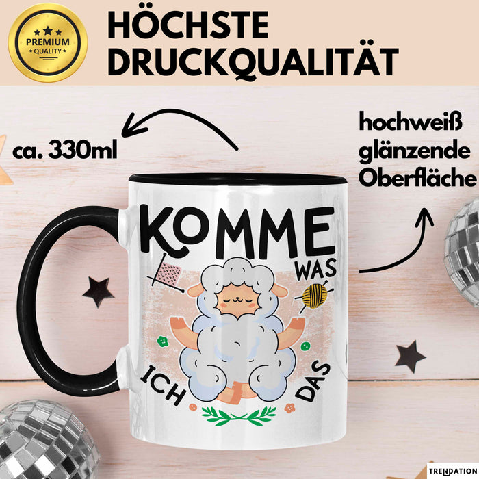 Schaf Tier Bauer Tasse Becher Geschenk Lustige Geschenkidee Spruch Komme Was Wolle Ich Schaf Das Schwarz Trendation