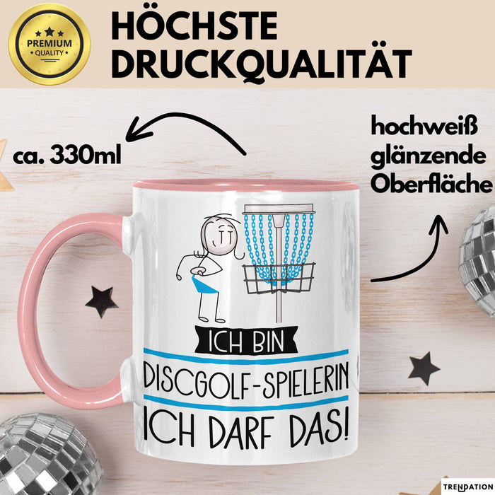 Geschenk für Discgolf-Spielerin Tasse Lustige Geschenkidee Geburtstag Ich Bin Discgolf-Spielerin Ich Darf Das Rosa Trendation