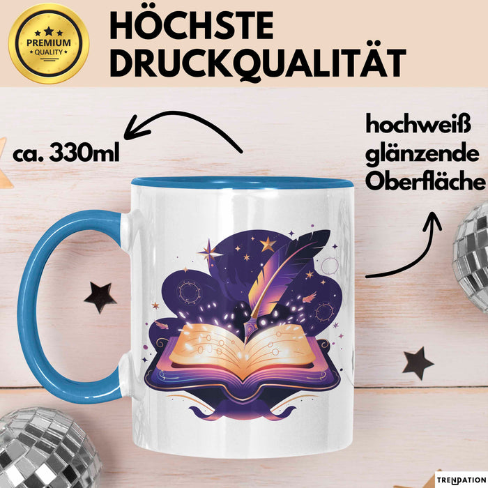 Fantasy Autor Tasse Geschenkidee für Geschichtenerzähler Blau Trendation