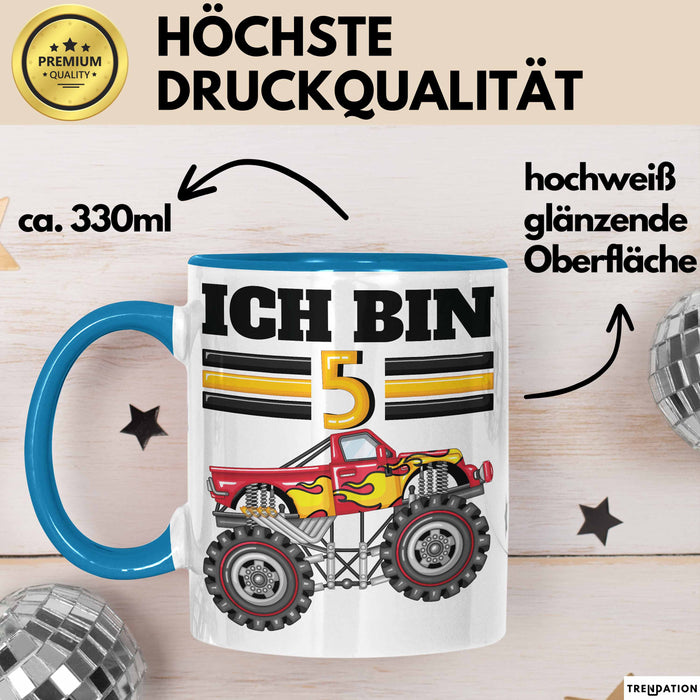 5. Geburtstag Geschenk Tasse Becher Jungs Trucks Geburtstagsgeschenk Ich Bin 5 Blau Trendation