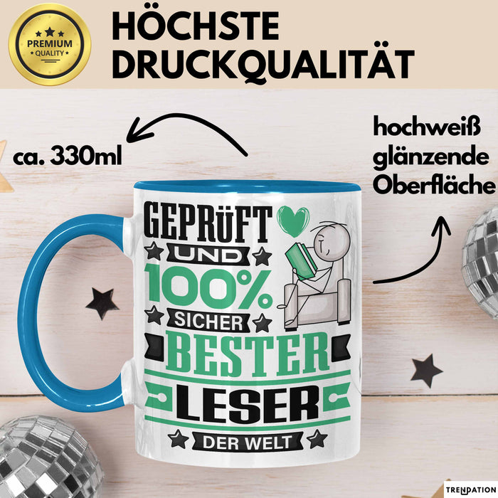 Leser Geschenk Lustiger Spruch für Leser Geschenkidee Bester Leser Der Welt Blau Trendation