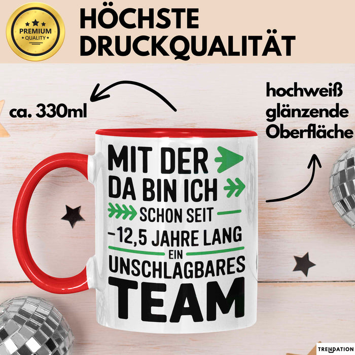 Romantische Pärchen Tasse Geschenk Team seit 12,5 Jahren Geschenkidee Lustig Rot Trendation