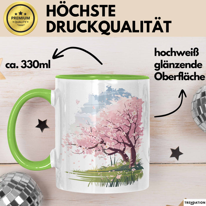 Frühlingszeit Tasse Geschenkidee für Naturliebhaber Grün Trendation