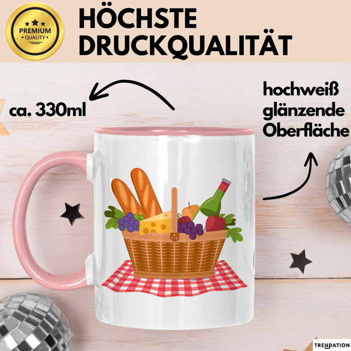 Picknick Fan Tasse Geschenkidee für Draußen Essen Liebhaber Rosa Trendation