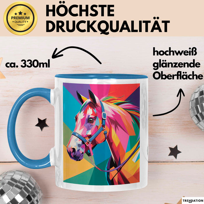 Pferde Tierliebhaber Tasse Geschenk Lustige Geschenkidee Spruch Blau Trendation