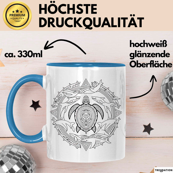 Delfin Tierliebhaber Tasse Geschenk Lustige Geschenkidee Spruch Schildkröte Orca Delfin Blau Trendation