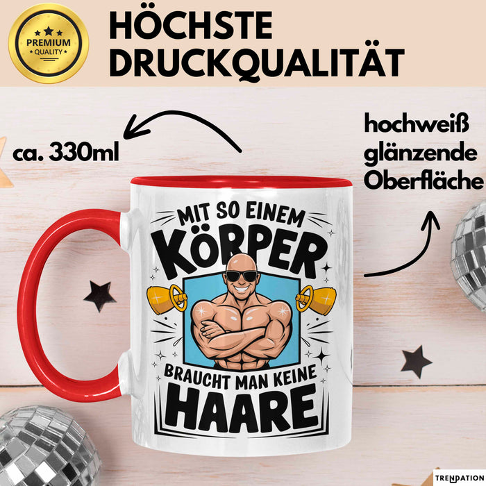 Glatzkopf Männer Tasse Geschenkidee Du Brauchst Keine Haare Rot Trendation