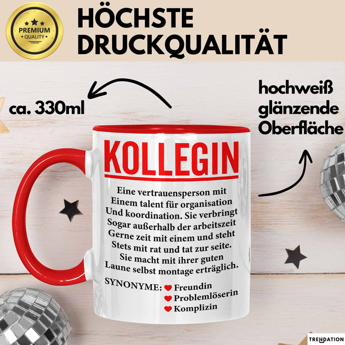 Büroarbeit Kollege Wertschätzung Tasse Geschenk Lustige Geschenkidee Spruch Kollegin Rot Trendation